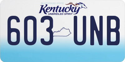 KY license plate 603UNB
