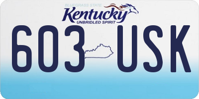 KY license plate 603USK