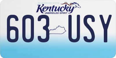KY license plate 603USY
