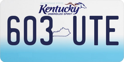 KY license plate 603UTE