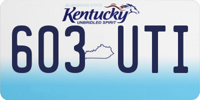 KY license plate 603UTI