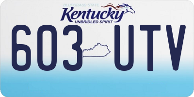 KY license plate 603UTV