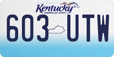 KY license plate 603UTW