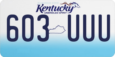 KY license plate 603UUU