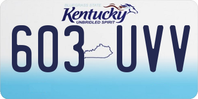 KY license plate 603UVV