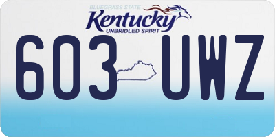 KY license plate 603UWZ