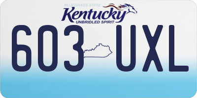 KY license plate 603UXL
