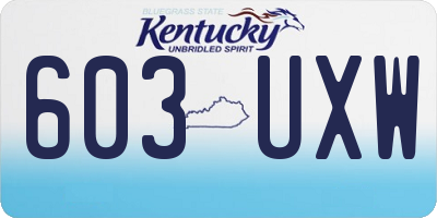 KY license plate 603UXW