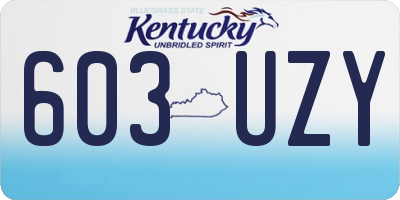 KY license plate 603UZY