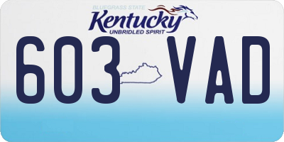 KY license plate 603VAD