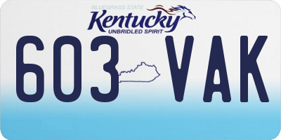 KY license plate 603VAK