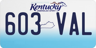 KY license plate 603VAL