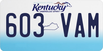 KY license plate 603VAM