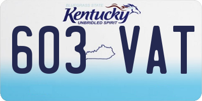 KY license plate 603VAT