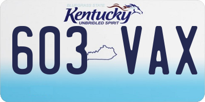 KY license plate 603VAX