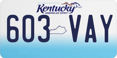 KY license plate 603VAY