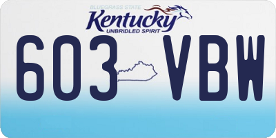 KY license plate 603VBW