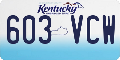 KY license plate 603VCW