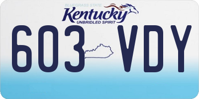KY license plate 603VDY