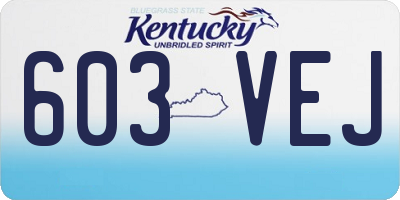 KY license plate 603VEJ
