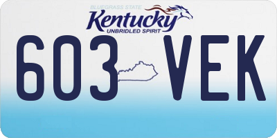 KY license plate 603VEK