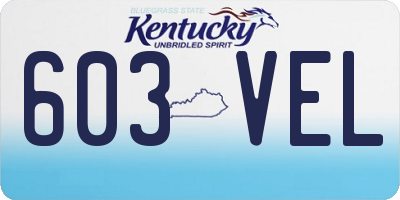 KY license plate 603VEL