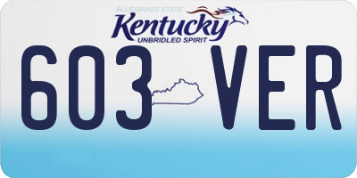 KY license plate 603VER