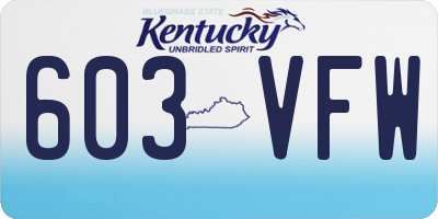 KY license plate 603VFW