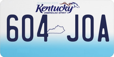 KY license plate 604JOA