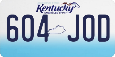 KY license plate 604JOD