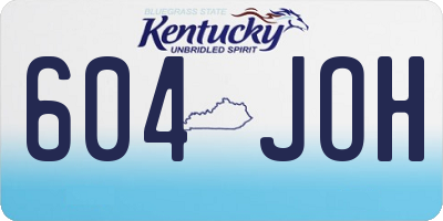 KY license plate 604JOH