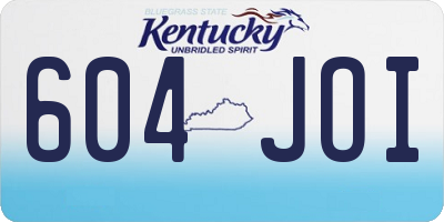 KY license plate 604JOI