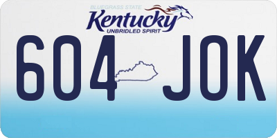 KY license plate 604JOK