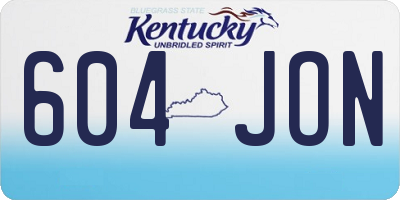 KY license plate 604JON
