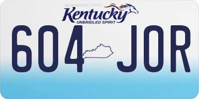KY license plate 604JOR