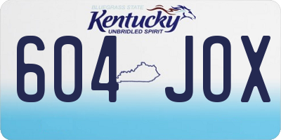 KY license plate 604JOX