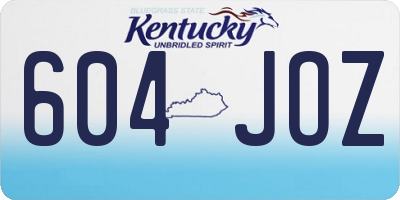 KY license plate 604JOZ