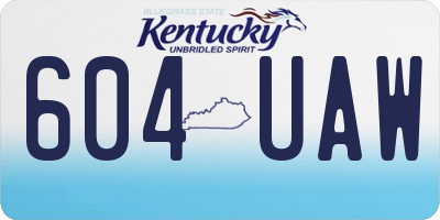 KY license plate 604UAW