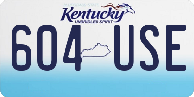 KY license plate 604USE