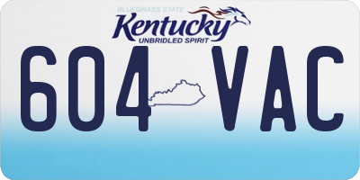 KY license plate 604VAC