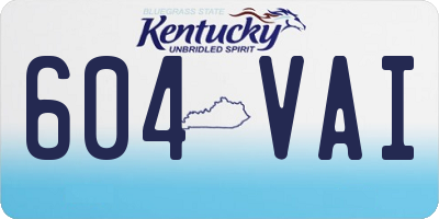KY license plate 604VAI