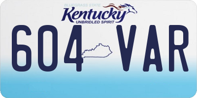 KY license plate 604VAR
