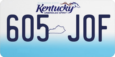 KY license plate 605JOF