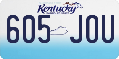 KY license plate 605JOU