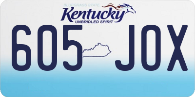 KY license plate 605JOX