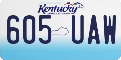 KY license plate 605UAW