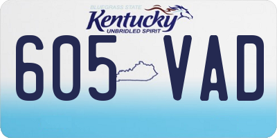 KY license plate 605VAD