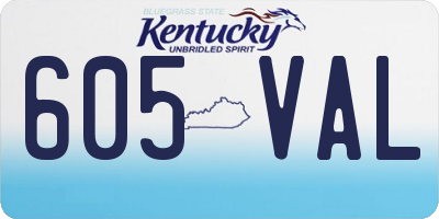 KY license plate 605VAL