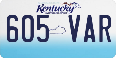 KY license plate 605VAR