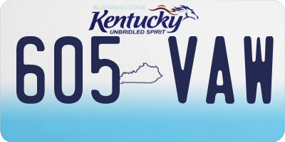 KY license plate 605VAW